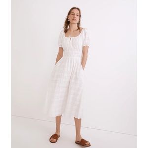 Madewell Sophia Midi Dress in White Seersucker